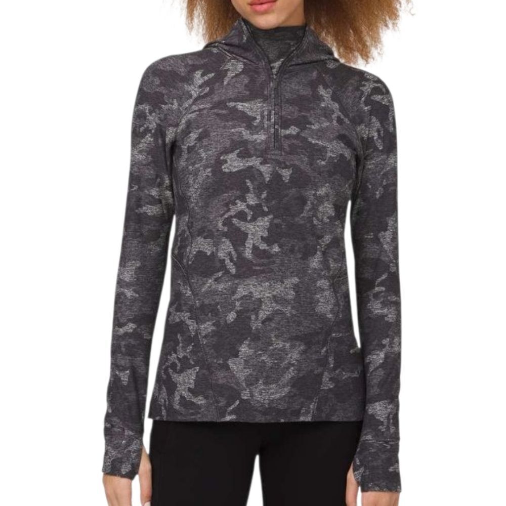 Lululemon Warm Stabilizer 1/2 Zip Hoodie Incognito Camo HTR Black Size 6
